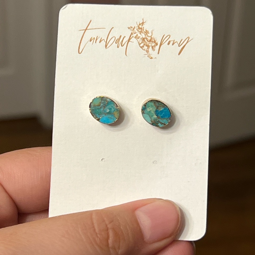 Turquoise Gold Studs